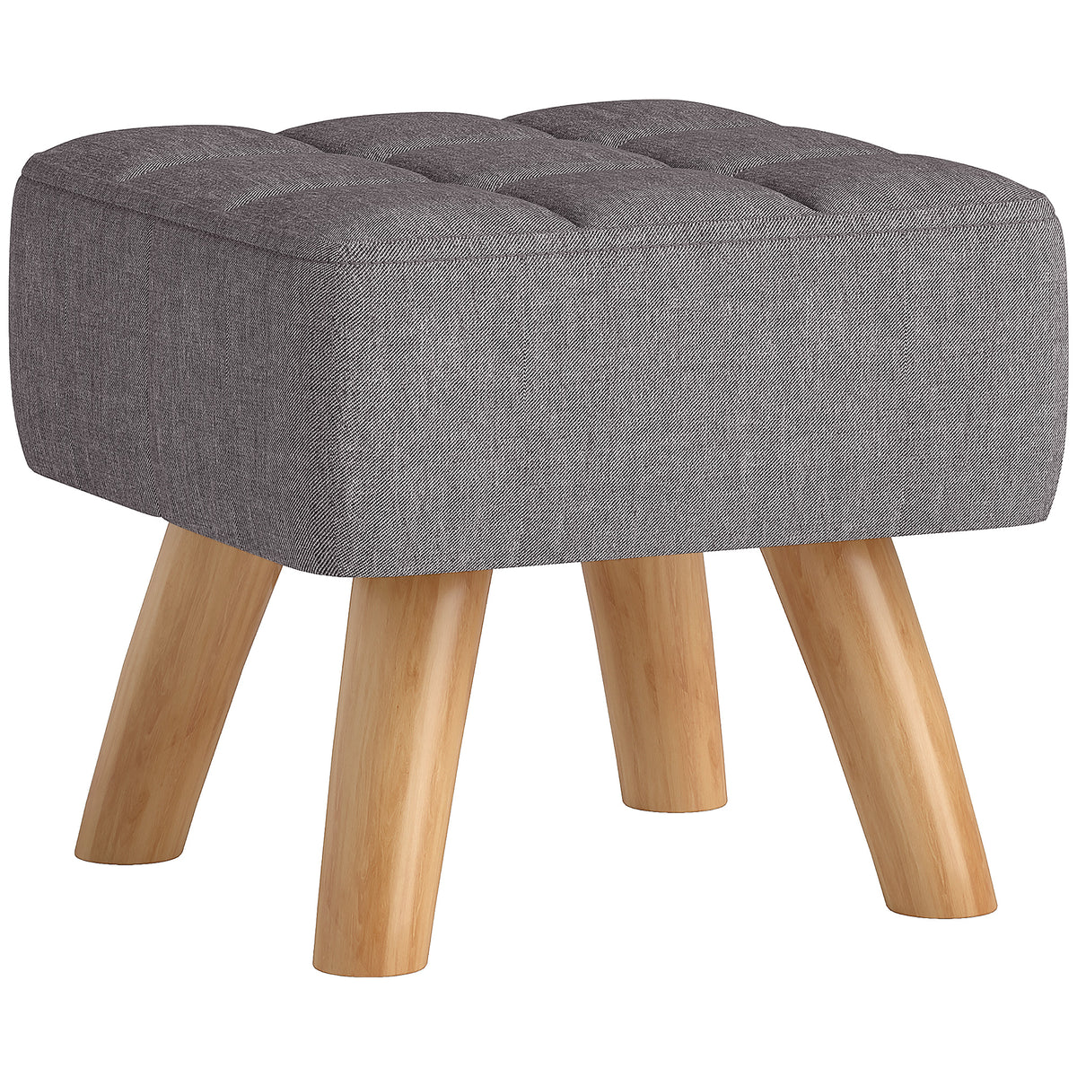 Repose pied salon ottoman siège rembourré en tissu avec pieds en bois 27 x 27 x 26 cm gris-0