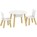 Ensemble 1 table ronde, 2 chaises pour enfant 3 pièces, dossier en forme d'ours, activités, bricolage, repas, 3-6 ans-0