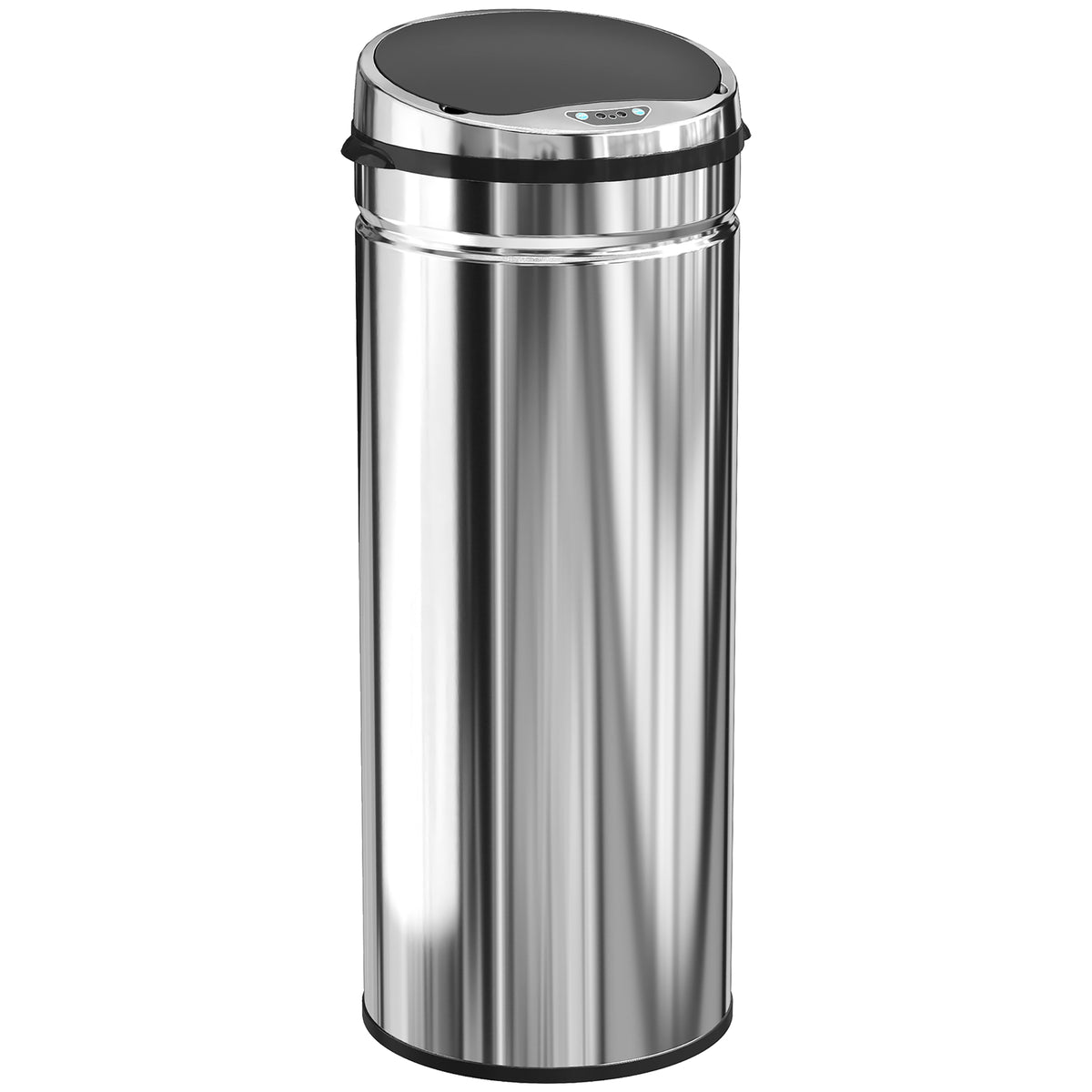 Poubelle à capteur de mouvement ouverture automatique 50 L en acier inoxydable noir et argent-0
