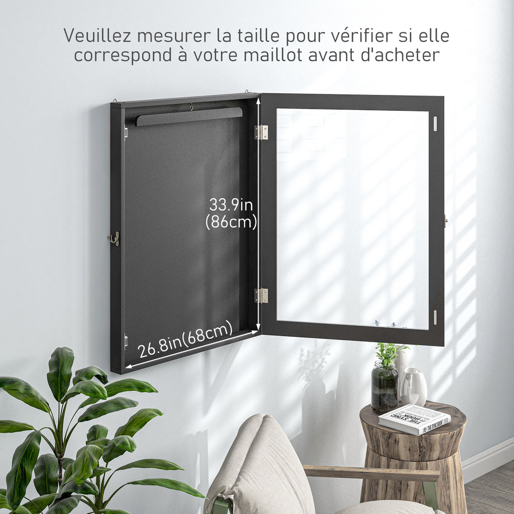 Frame box T-frame cadre pour maillot porte acrylique doublure interne feutre 71 x 6,5 x 89 cm noir-6