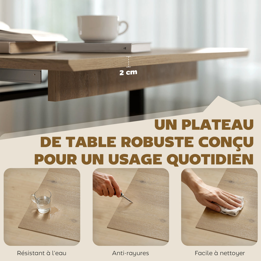 Table à manger extensible rectangle pour 6 à 8 personnes, table de cuisine avec rallonge 140-180 cm, effet bois naturel-6