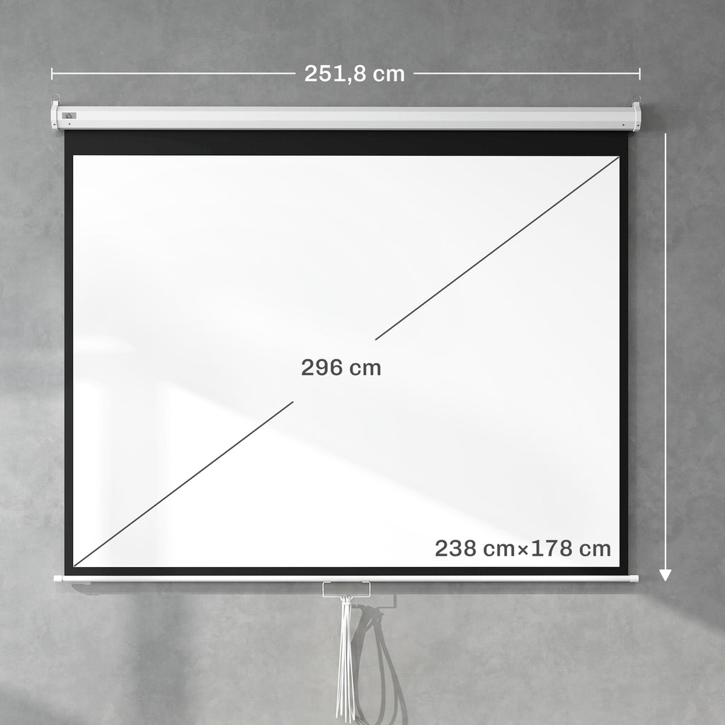 Écran de Projection 120" 4:3 HD 4K, Boîtier en Métal, Écran Hauteur Réglable Manuellement, 244x183cm, Blanc-2
