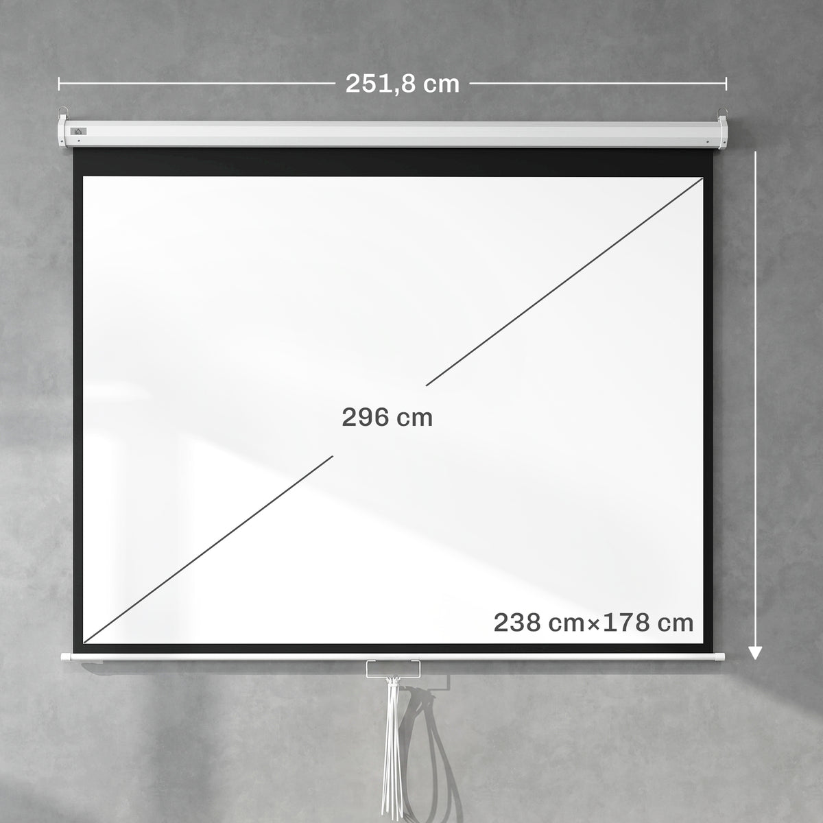 Écran de Projection 120" 4:3 HD 4K, Boîtier en Métal, Écran Hauteur Réglable Manuellement, 244x183cm, Blanc-2