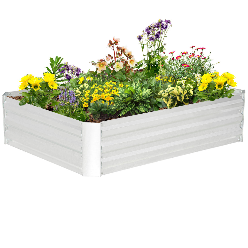 Lit de jardin surélevé carré potager en acier galvanisé protection contre mauvaises herbes 120 x 90 x 30 cm argent-9