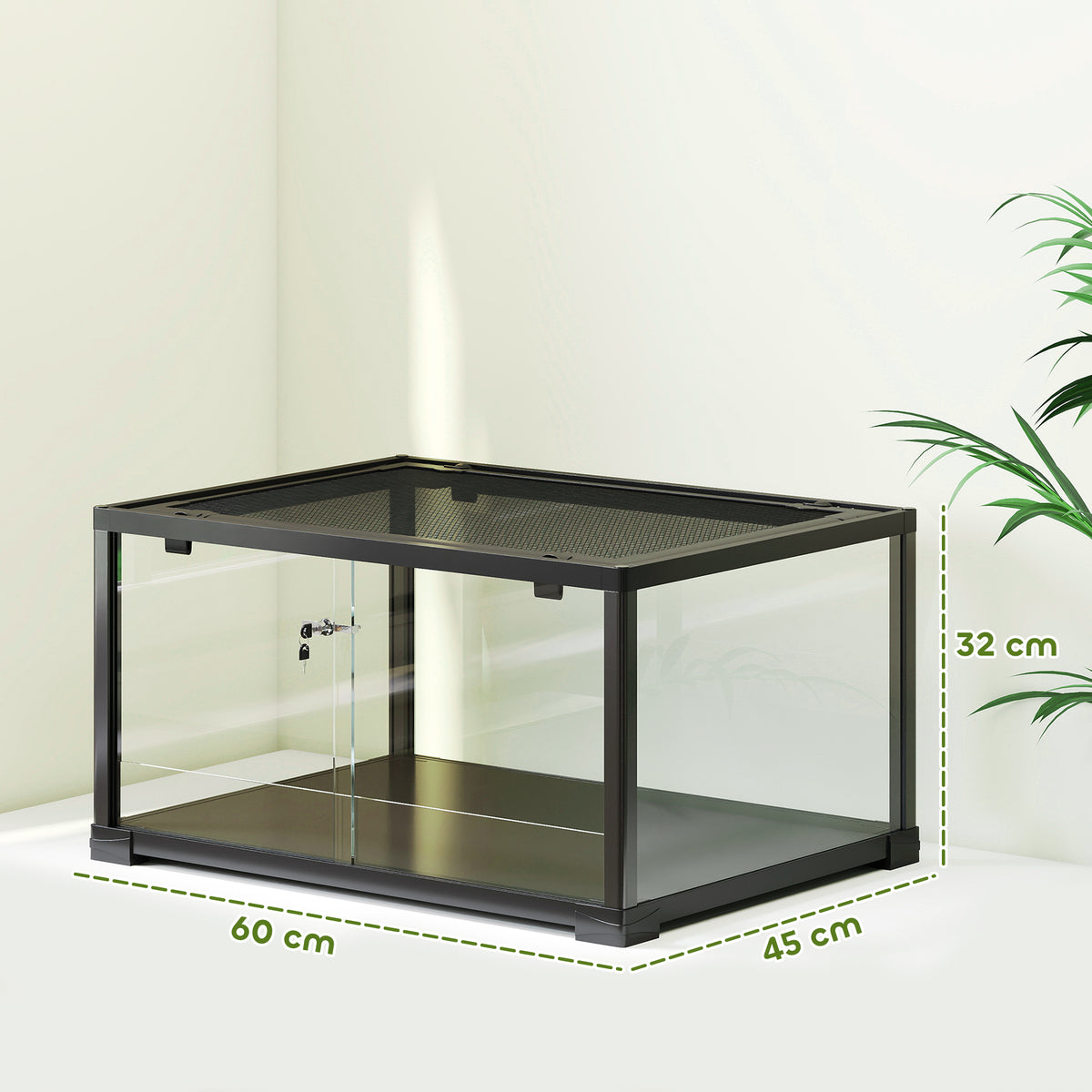 Terrarium en verre pour reptile enclos pour hamster 86 L ventilation supérieure porte coulissante 50,8x30,5x35,6cm noir-2