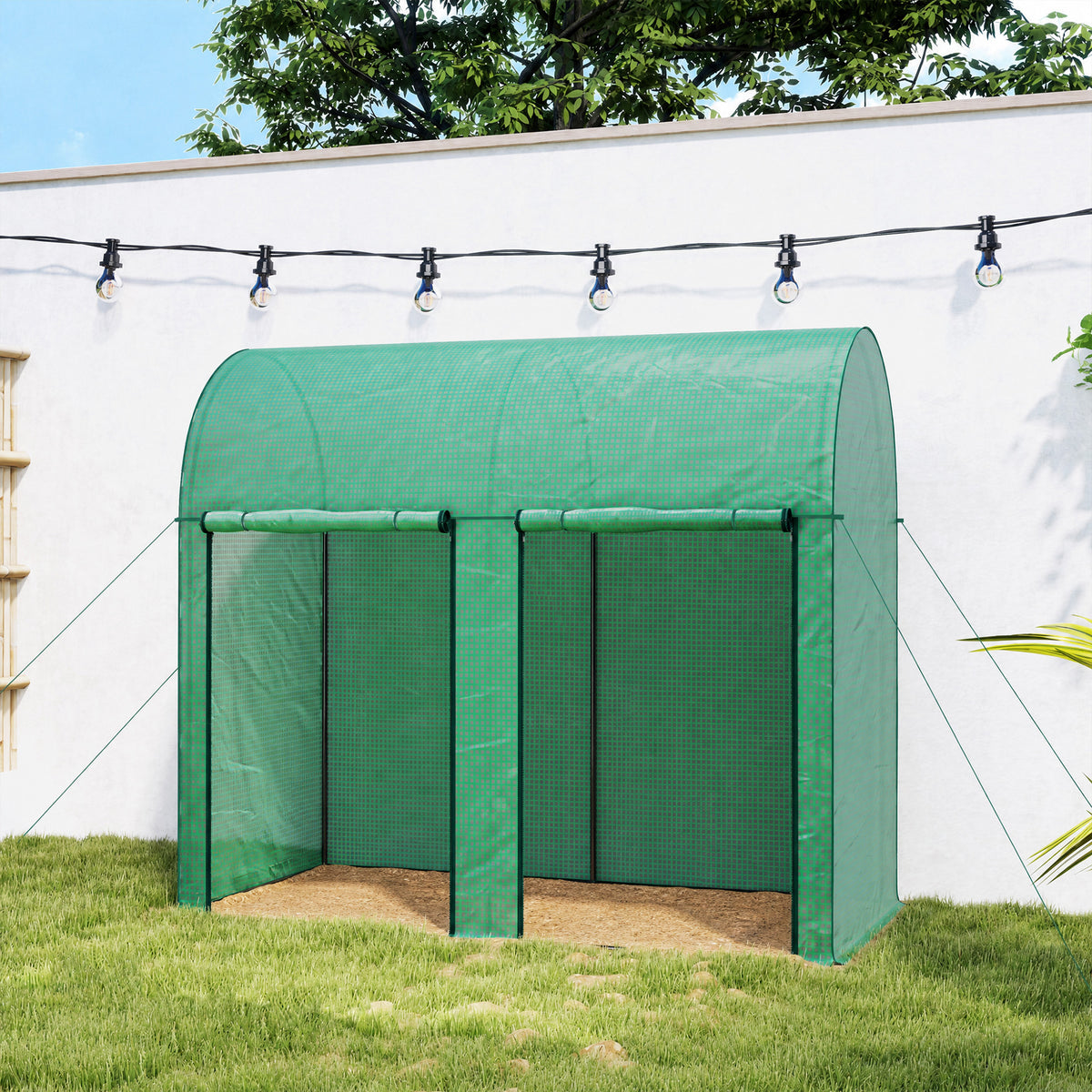 Serre de jardin 2 m² serre à tomates 2 portes zippées enroulables acier PE haute densité anti-UV 2 x 1 x 1,78 m vert-1