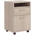 Caisson de bureau à roulettes avec tiroir placard et niche pour documents et dossier suspendu 40 x 35 x 60 cm chêne-0