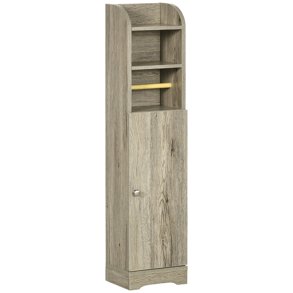 Meuble bas de salle de bain 1 étagère supérieure ouverte 2 compartiments et 1 placard 23 x 18 x 100 cm gris-0