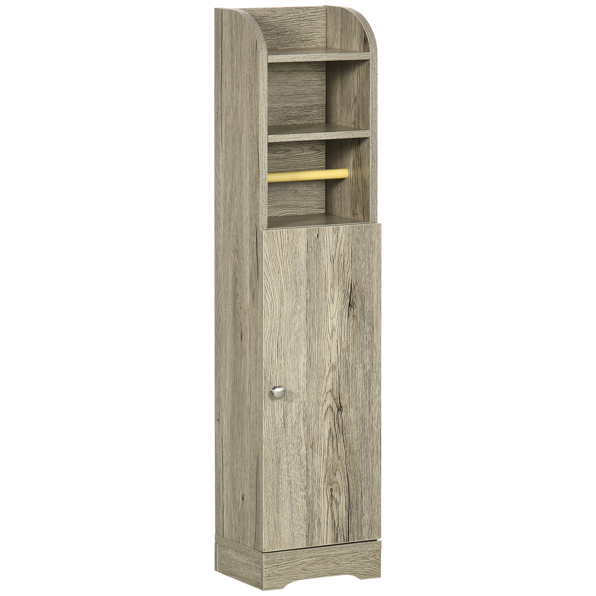 Meuble bas de salle de bain 1 étagère supérieure ouverte 2 compartiments et 1 placard 23 x 18 x 100 cm gris-0