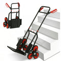 Diable d'escalier pliable 120 kg 6 roues, diable demenagement en acier avec cordes télescopiques, 44x67x106,5cm, rouge-0