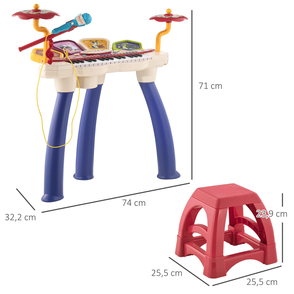 Ensemble de musique 2 en 1 pour enfant piano et batterie électronique avec micro et tabouret-2