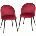 Lot de 2 Chaises de Salle à Manger, Chaises de Cuisine Rembourrées sans Accoudoirs, Pieds en Acier, 52x55x79cm, Bordeaux-0