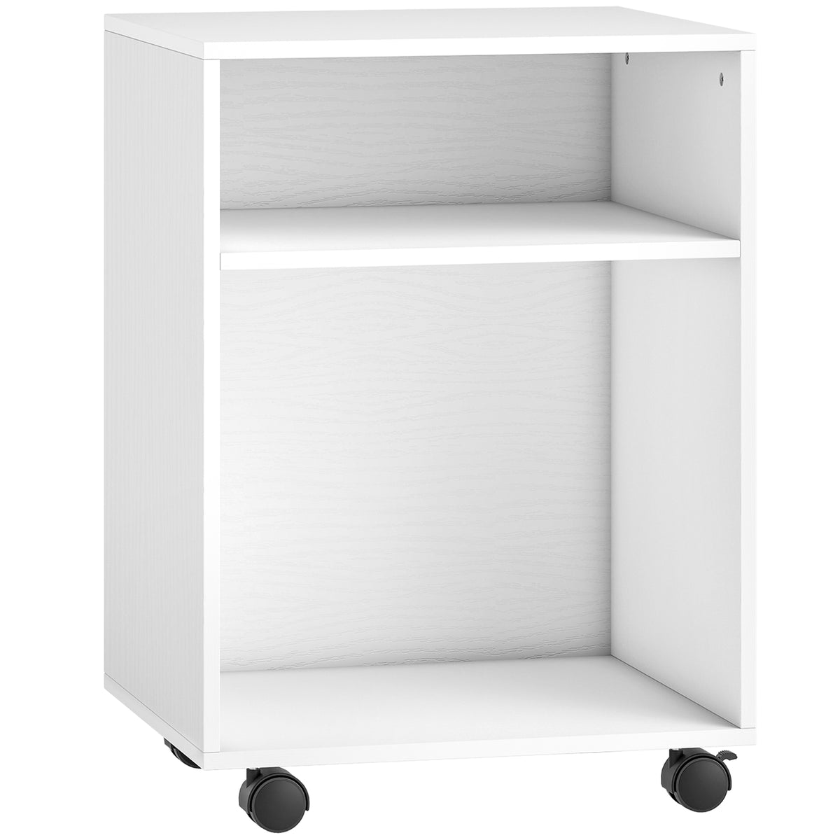 Support d'imprimante, meuble de rangement sur roulettes avec 2 étagères ouvertes, 40x35x55,5cm, blanc-0