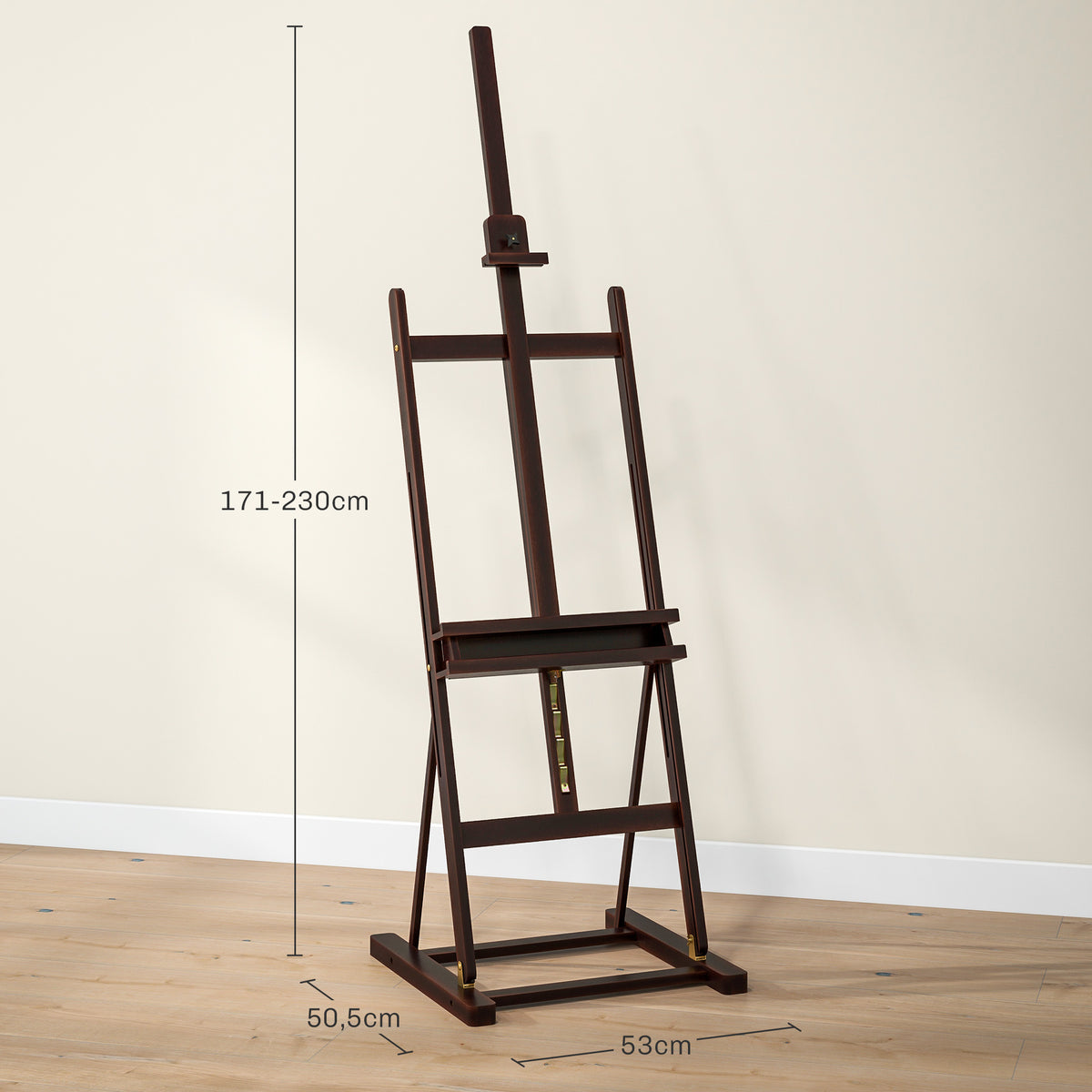 Chevalet en bois hauteur réglable 171-230cm Chevalet Peinture avec rangement inclinaison réglable 80° max. marron-2