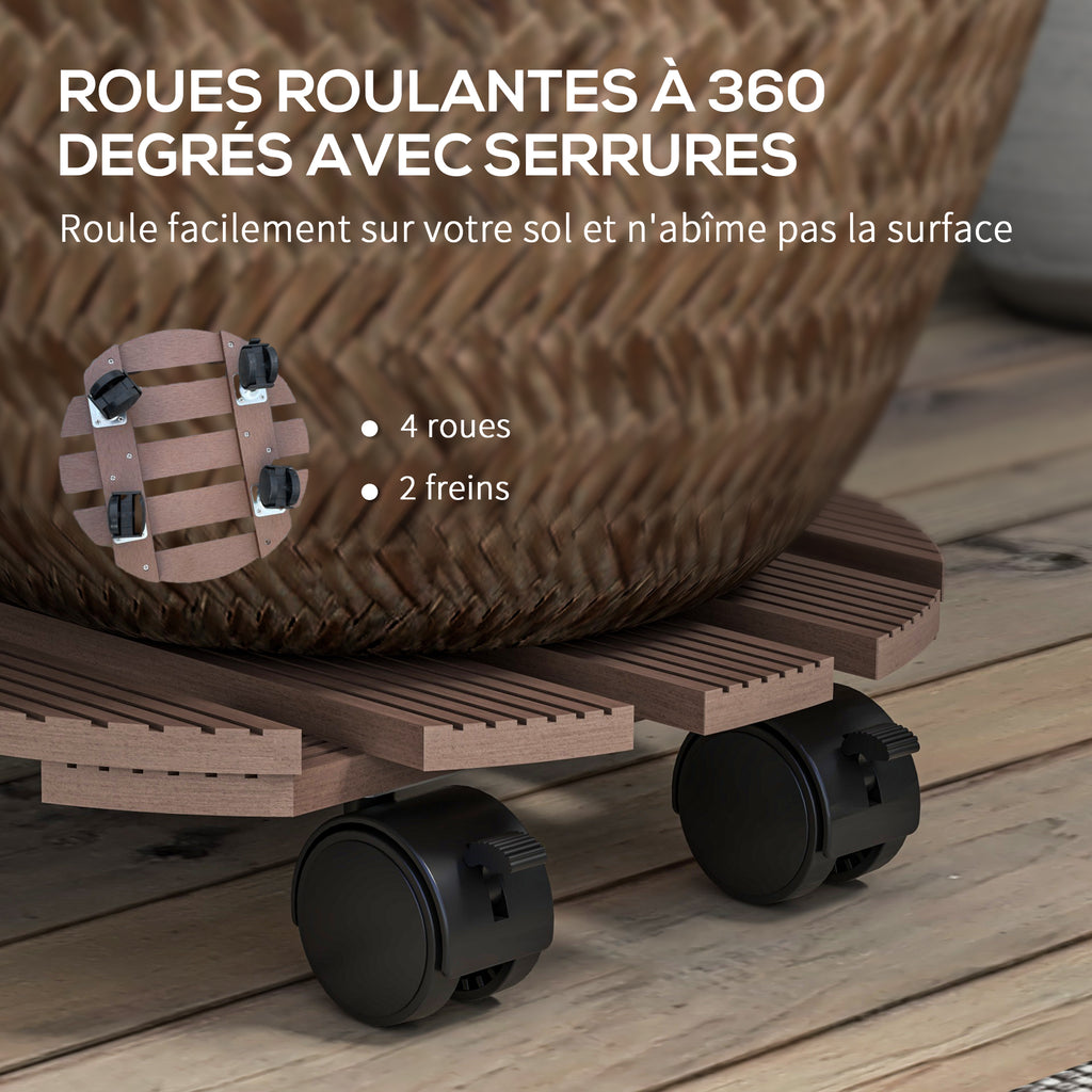 Lot de 4 supports ronds Ø30 cm pour plantes - porte plante à roulettes, intérieur et extérieur-4