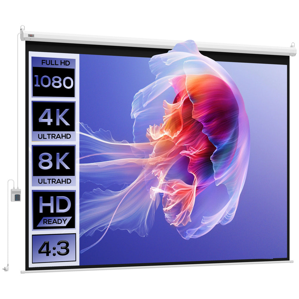 Ecran de projection motorisé 4:3 203L x 152H cm blanc-7