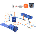 Ensemble d'Agilité pour Chien 11 Pièces, Parcours d'Obstacle avec 2 Tunnels, Sauts Ajustables, Orange et Bleu-0