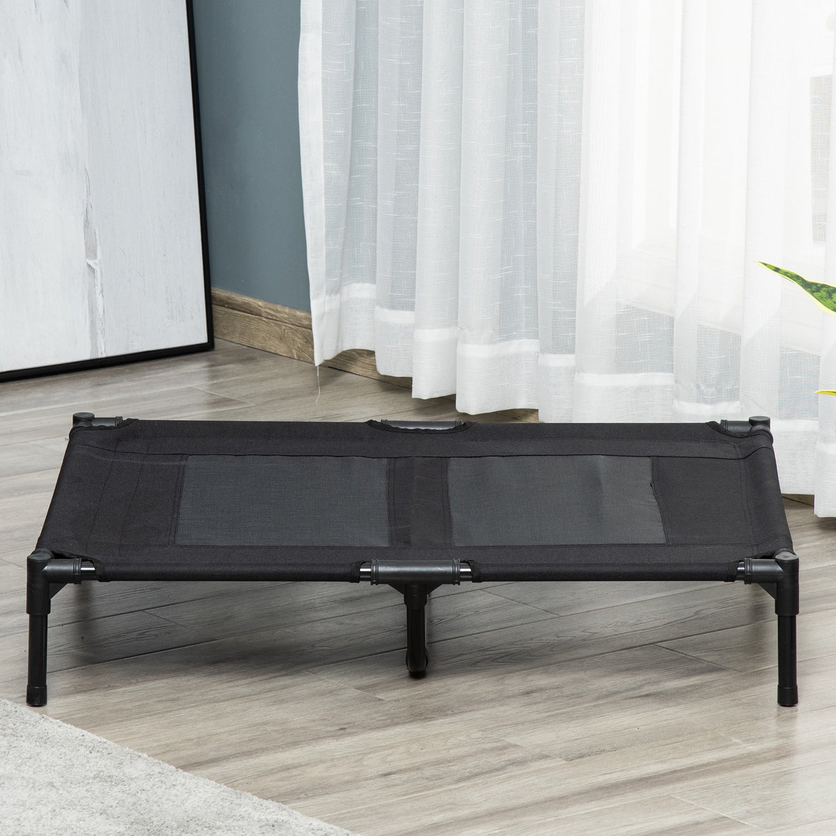 Lit sur pieds lit pour chien chat lit de camp lit surélevé animaux grand confort tissu Oxford textilène micro-perforé métal 92L x 76l x 18H cm noir-8