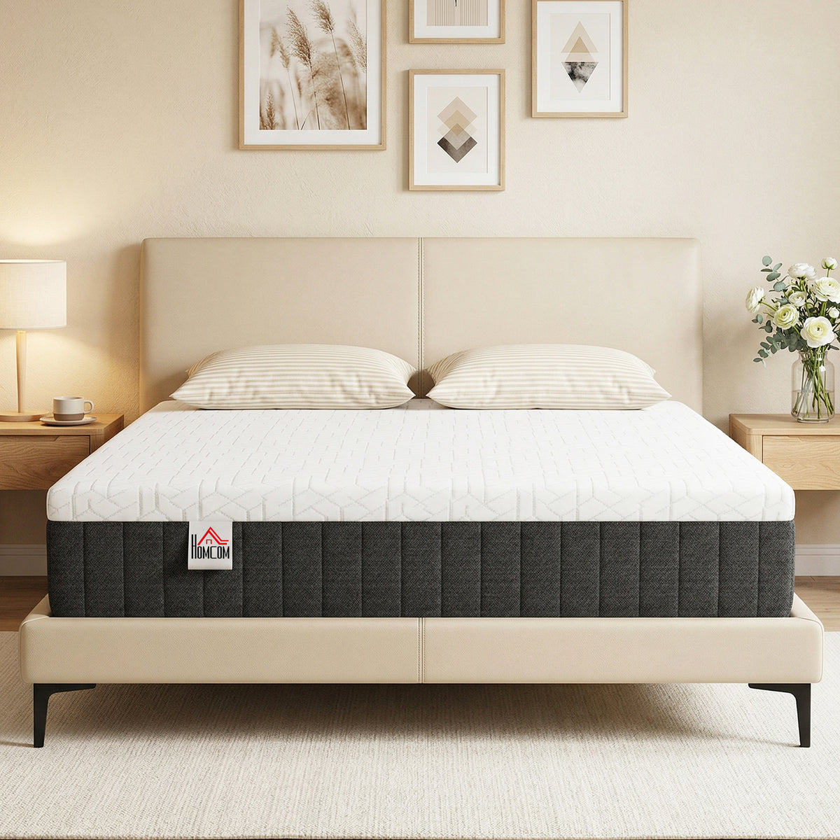 Matelas 140 x 190 cm, 25 cm d'épaisseur, mousse à mémoire de forme, ressorts ensachés 7 zones, fermeté moyenne-1