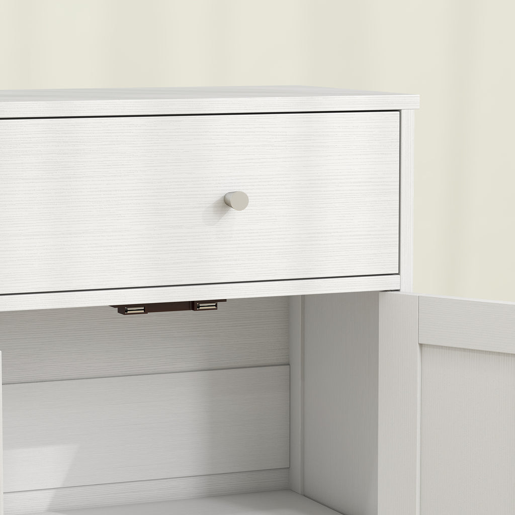 Meuble de Salle de Bain avec 1 Tiroir, 2 Portes, 3 Compartiments Ouverts, Style Scandinave, 80x30x80,2cm, Blanc-9