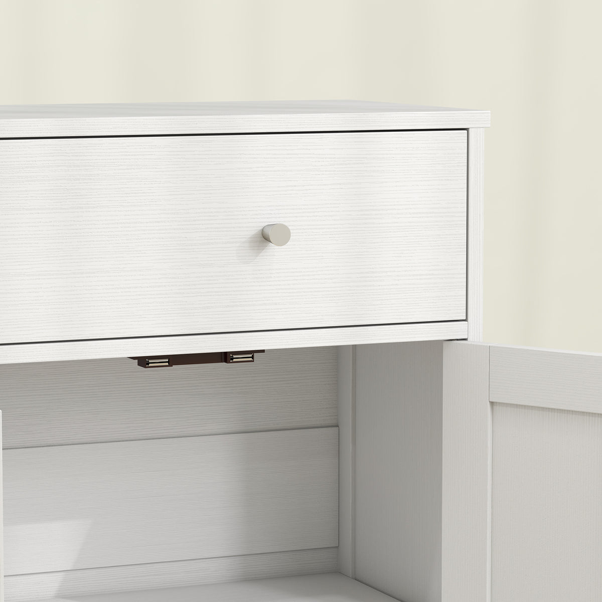 Meuble de Salle de Bain avec 1 Tiroir, 2 Portes, 3 Compartiments Ouverts, Style Scandinave, 80x30x80,2cm, Blanc-9
