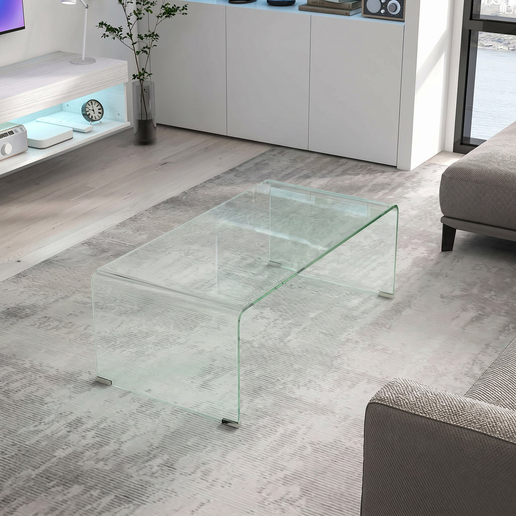Table basse en verre table de salon rectangulaire design moderne en verre trempé avec bords arrondis sûrs transparent-1
