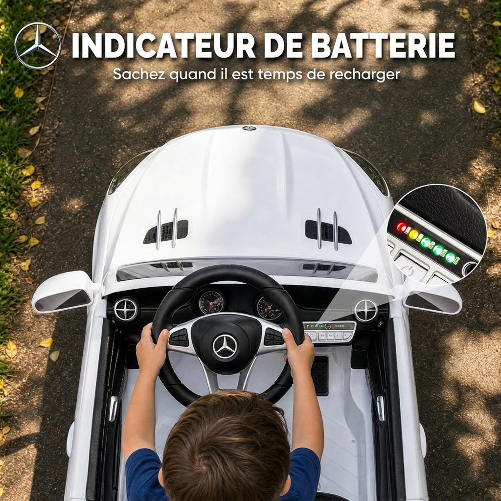 Voiture Électrique Enfants 12V Mercedes-Benz SL500, 3-5 km/h, 2 Moteurs, Télécommande 2,4G, pour 3-5 Ans, Blanc-6