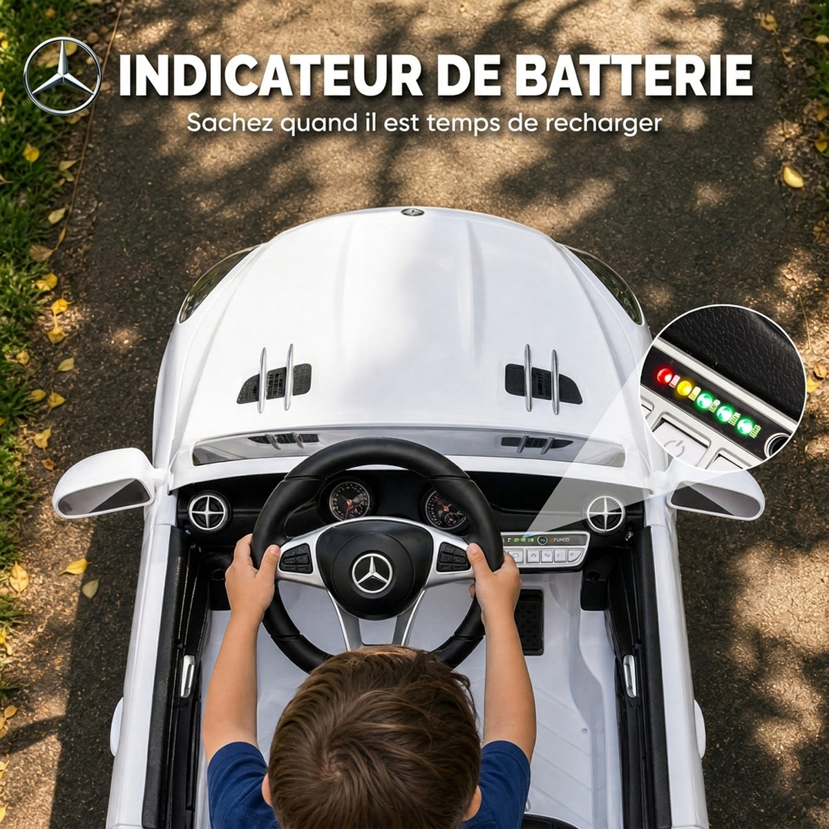 Voiture Électrique Enfants 12V Mercedes-Benz SL500, 3-5 km/h, 2 Moteurs, Télécommande 2,4G, pour 3-5 Ans, Blanc-6
