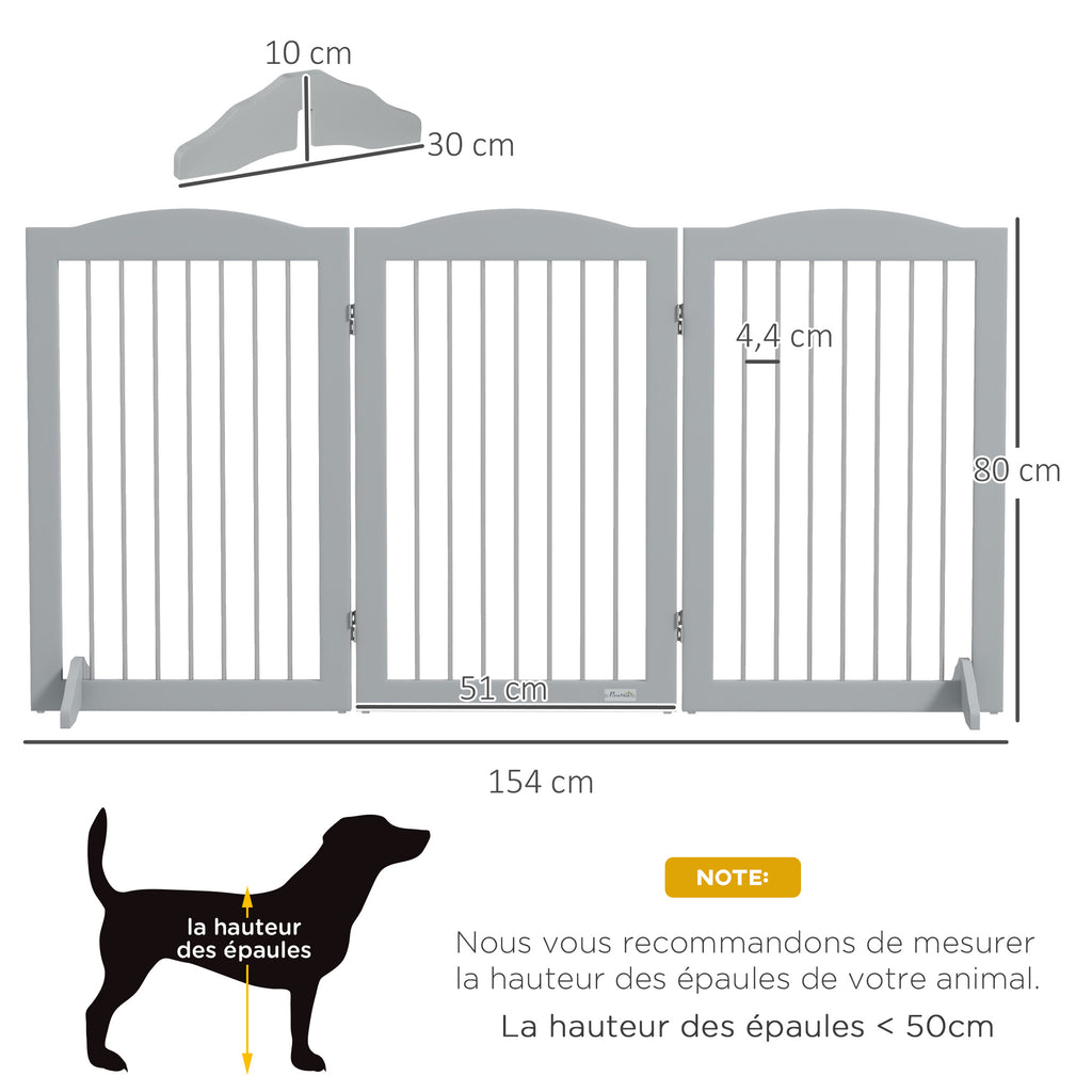 Barriere de sécurité pliable barrière chien trois plaques avec deux pieds de soutien 154 x 30 x 80 cm gris-2