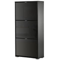 Meuble à Chaussures Armoire à chaussures 3 Portes abattantes 3 Compartiments en bois 60L x 26I x 124H cm Noir-0