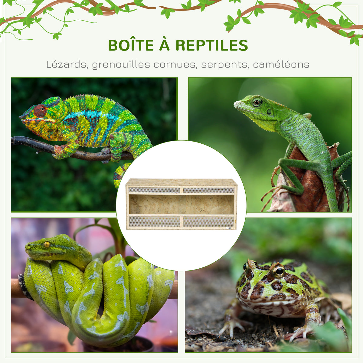 Terrarium en bois OSB pour reptiles avec porte coulissante en verre - 120 x 50 x 50 cm naturel-3