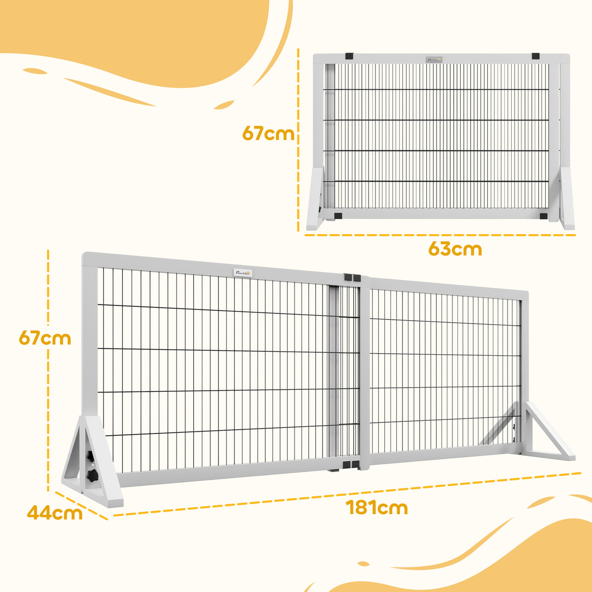 Barrière de sécurité pour chien barrière de protection à 2 panneaux largeur réglable 101-181 cm en bois acier blanc-2