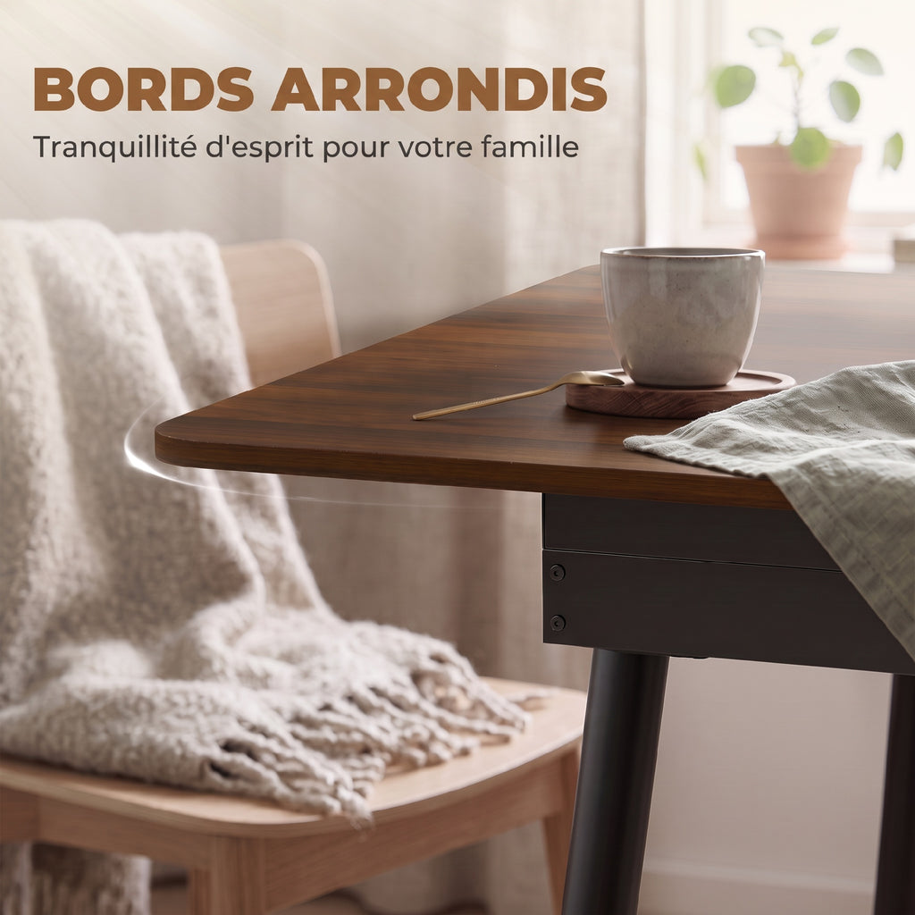 Table à Manger Extensible Rectangle pour 4 à 6 Personnes, Table de Cuisine 130-160 cm avec Coins Arrondis, Noyer Clair-5