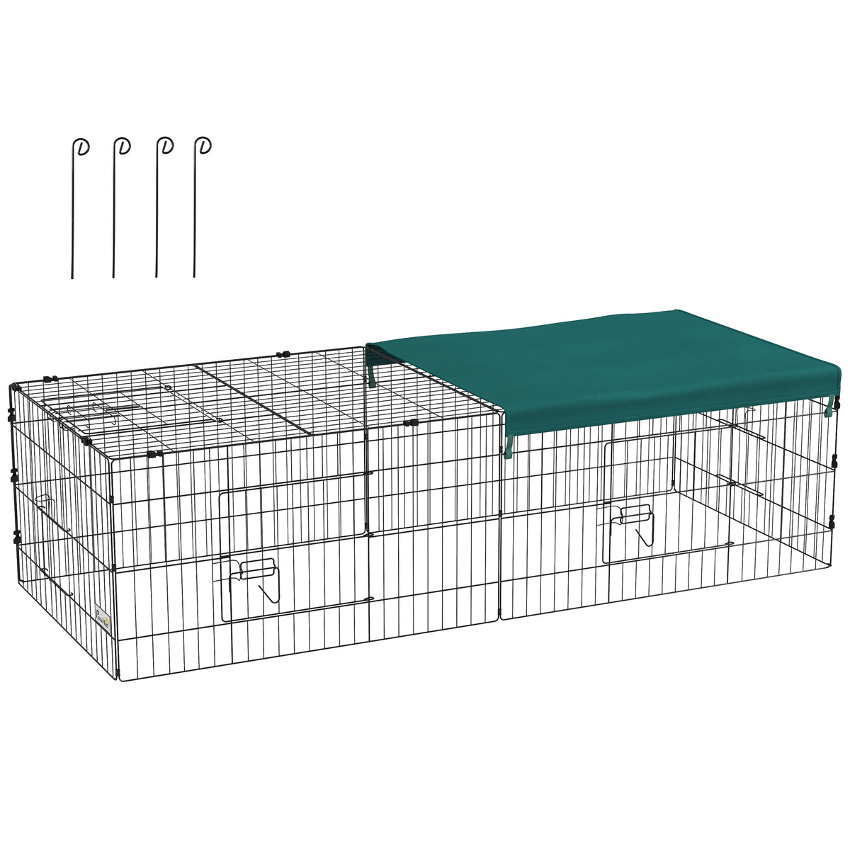 Parc enclos modulable acier avec bache pour lapins rongeurs petits animaux intérieur extérieur 185L x 75l x 50H cm vert-0