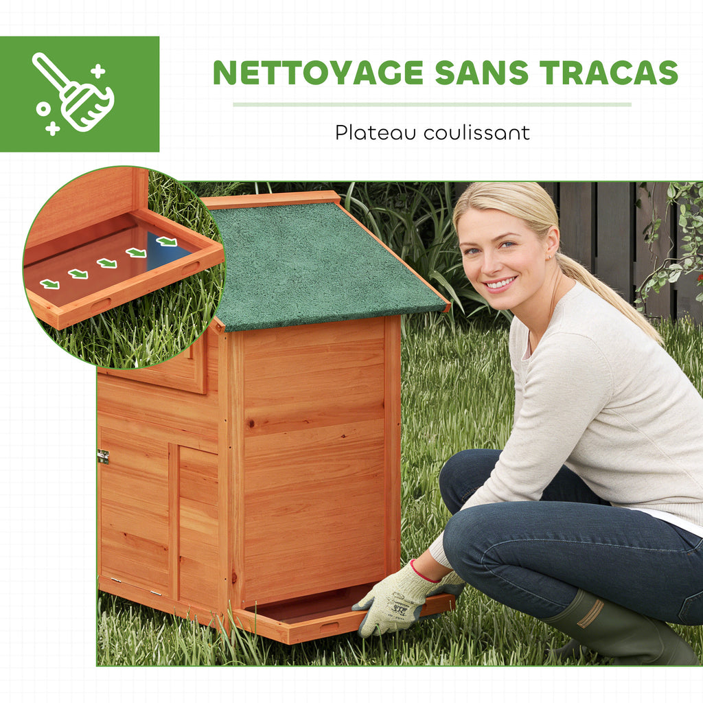 Poulailler avec Pondoir et Perchoir Toit en Bitume Étanche et Fenêtre de Ventilation Bois 113,5x67,5x95,5cm Orange-7