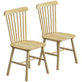 Lot de 2 Chaises de Salle à Manger, Chaises Cuisine en Bois d'Hévéa, Dossier Incurvé, Bords Arrondis, Bois Naturel-0