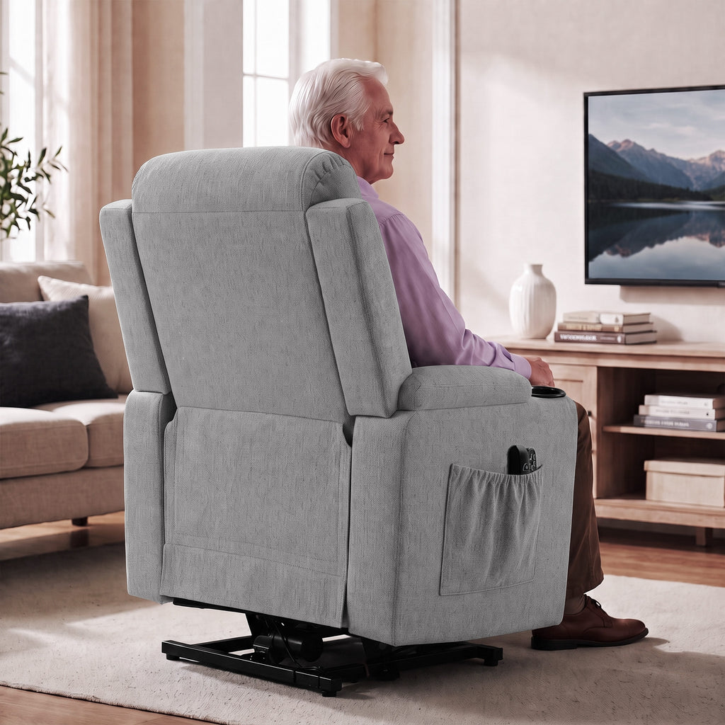 Fauteuil Releveur Électrique Massage Vibration et Chaleur, Fauteuil Relax Électrique, Dossier Inclinable, Port USB, Gris-8