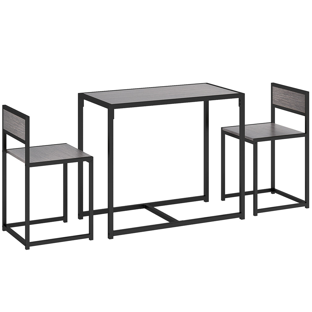 Ensemble table et chaises , table à manger 3 pièces avec 2 chaises encastrables, pour cuisine salon maison, gris-0