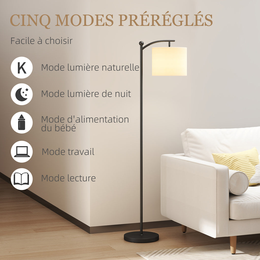 Lampadaire dimmable 2 températures de couleur avec télécommande, minuterie de 60 minutes, 160 cm, noir-6