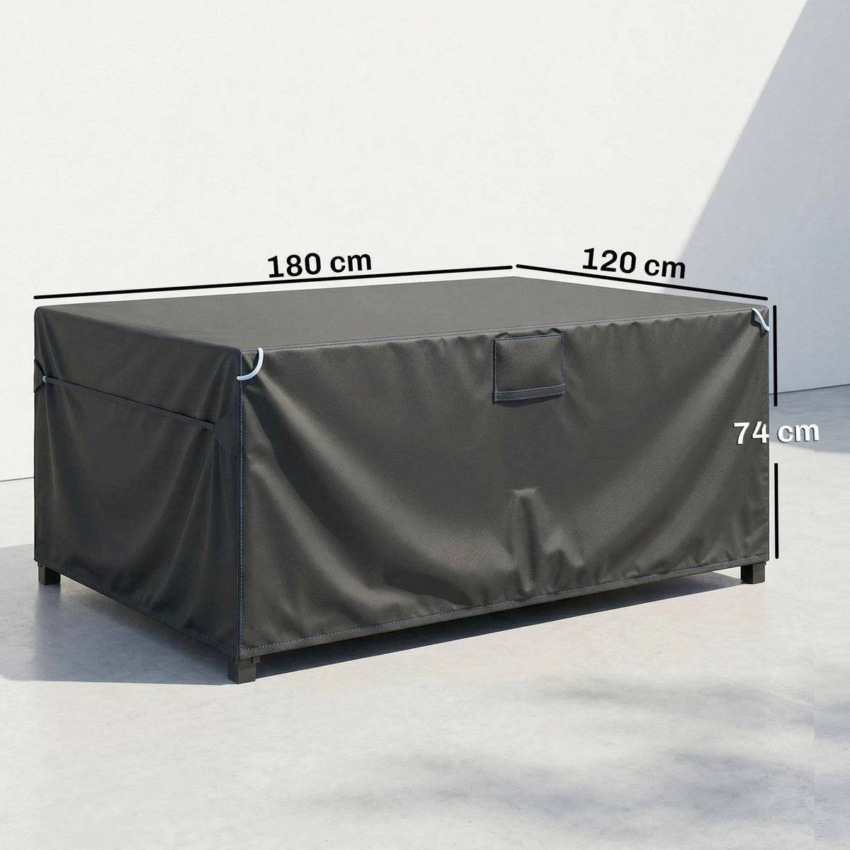 Housse Salon de Jardin Extérieure Imperméable 420D Tissu Oxford, avec Évent et Sac de Rangement, 180x120x74cm, Noir-2
