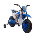 Moto Cross électrique Enfant 3 à 6 Ans 12 V 3-8 Km/h avec roulettes latérales Amovibles dim. 106,5L x 51,5l x 68H cm Bleu-0