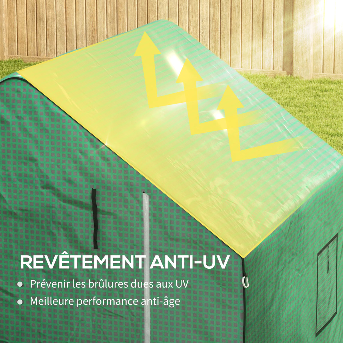 Bâche de remplacement pour serre de jardin 140 x 143 x 190 cm avec fenêtre et porte à fermeture éclair anti-UV-4