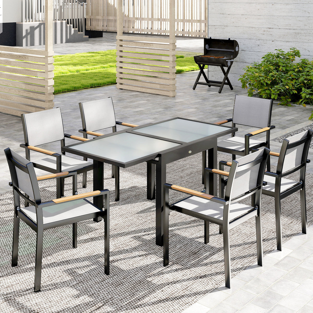 Table Extensible de Jardin Grande Taille dim. dépliées 160 x 80 x 75 cm Aluminium Plateau Verre trempé transparent-9