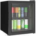 Réfrigérateur à boissons 46L 59 canettes, mini frigo silencieux pose libre avec porte en verre trempé double, noir-0
