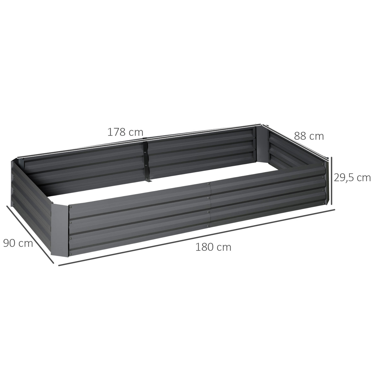 Carré potager jardinière rectangulaire en métal avec tuteurs pour tomates et plantes grimpantes 180 x 90 x 29,5 cm-2