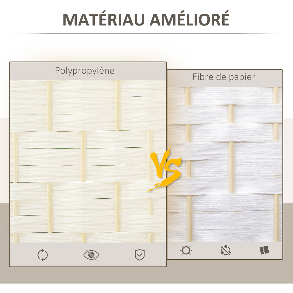 Paravent intérieur en bois 4 panneaux séparateur de pièce pliable pour salon chambre 180 x 180 cm blanc-4