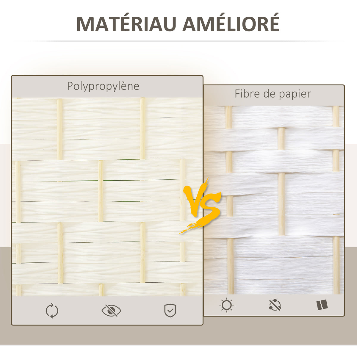 Paravent intérieur en bois 4 panneaux séparateur de pièce pliable pour salon chambre 180 x 180 cm blanc-4