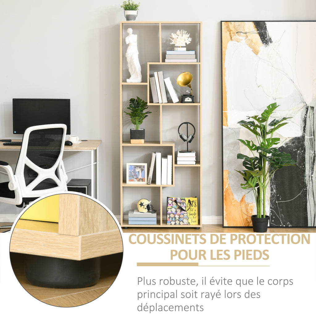 Bibliothèque étagère Zig zag Design Contemporain 70L x 24l x 178H cm Panneaux Particules Bois naturel-6