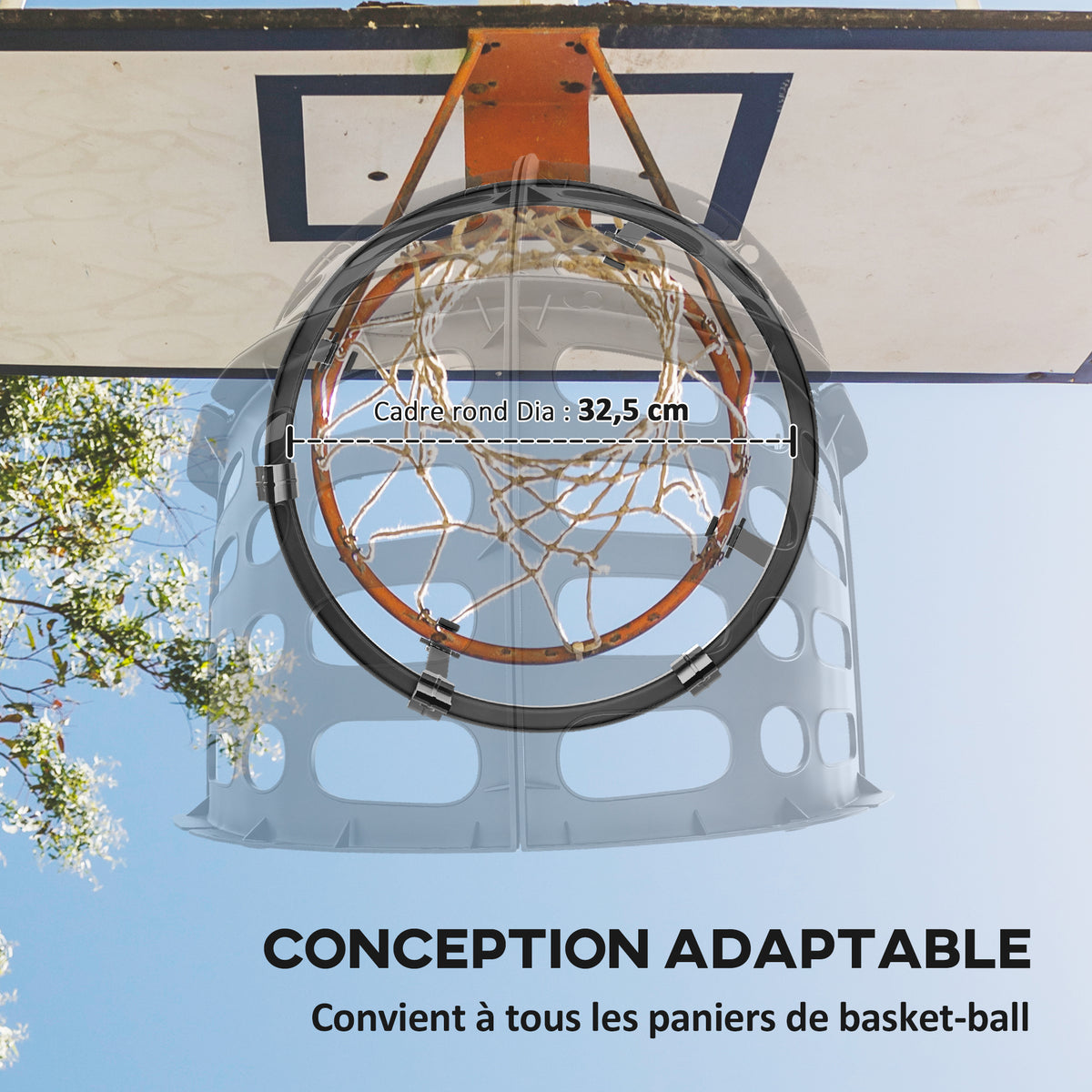 Retour de ballon de basket-ball système de renvoi du ballon de basket rotation à 360° 35,6 x 35,6 x 75,5 cm noir-3