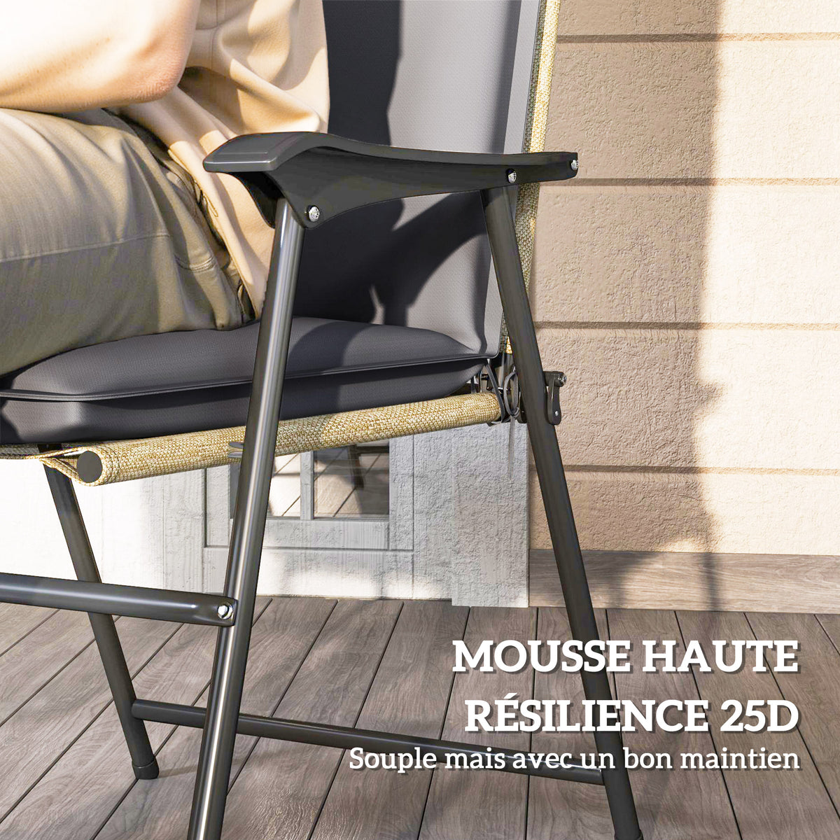 Lot de 4 coussins de chaise extérieur avec attaches et bande réglable, anti-décoloration UPF50+, 124x50x5cm, gris-4